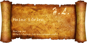 Heinz Lőrinc névjegykártya
